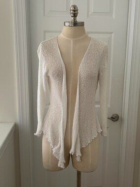 Kaktus White boho knitted cardigan. Size: S